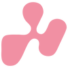 Eine rosafarbene, abstrakte, organische Form mit drei nach außen verzweigten, abgerundeten Lappen und weichen, glatten Kanten auf weißem Hintergrund.