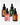 Vier Tropfflaschen des Farm Loves Face Serum Sparset stehen aufrecht auf einem weißen Hintergrund und sind jeweils darauf ausgelegt, das Gleichgewicht, die Feuchtigkeit oder einen gesunden Glanz Ihrer Haut zu fördern.